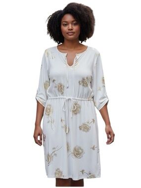 New Alex & Parker White and Gold Floral Dress size XL